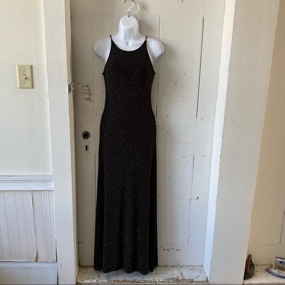 Vintage Erica Michelle Ltd Black Sparkly Maxi Dress - Picture 3 of 9
